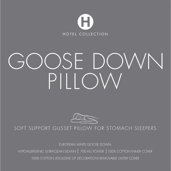 Hotel Collection European White Goose Down Medium Support Gusset King Pillow for - Picture 1 of 4